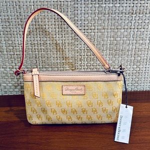 🌟2xHP🌟VTG 2000 Dooney & Burke Yellow Signature Monogram Jacquard Lg SlimWristlet